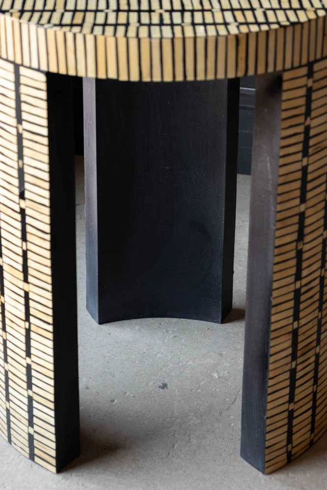 Bamboo Inlay Effect Side Table - Image 6