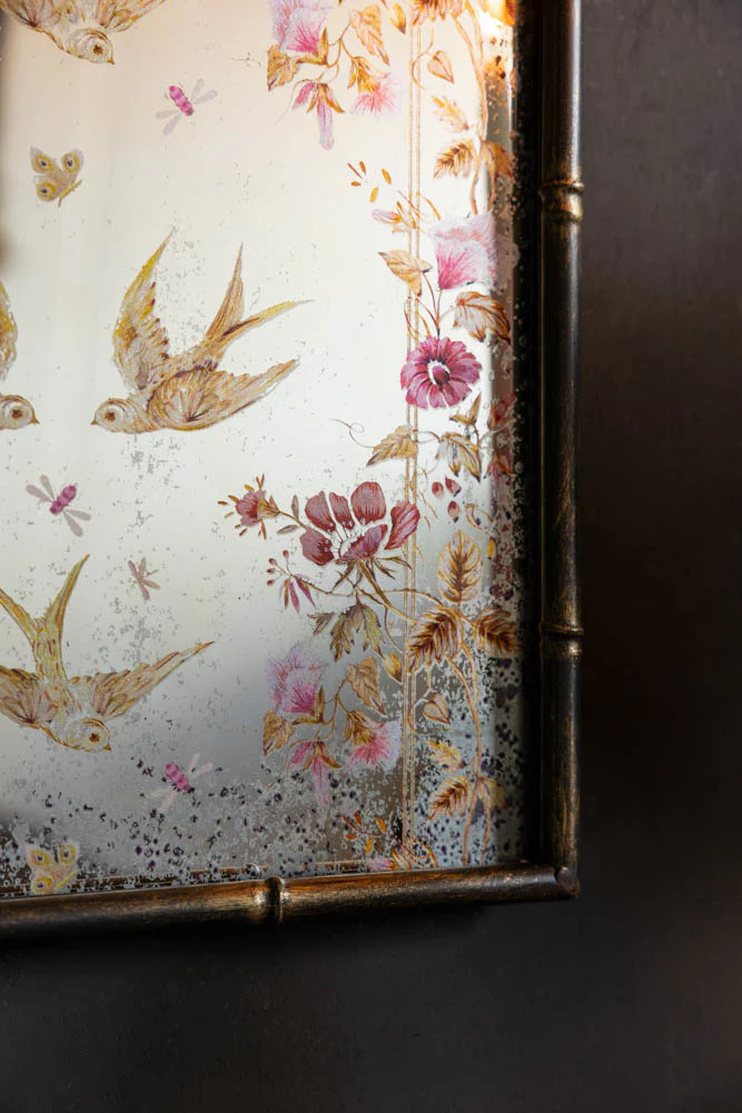 Beautiful Birds & Pink Flowers Decorative Mirror - Image 4
