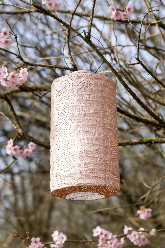 Beautiful Dusk Pink Outdoor Solar Lantern With Stand