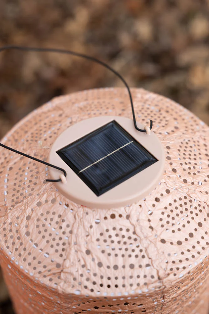 Beautiful Dusk Pink Outdoor Solar Lantern With Stand - Image 6