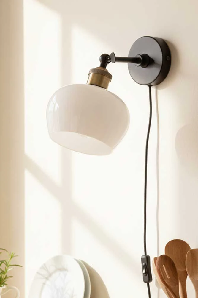 Beautiful Glass Plug In Wall Light