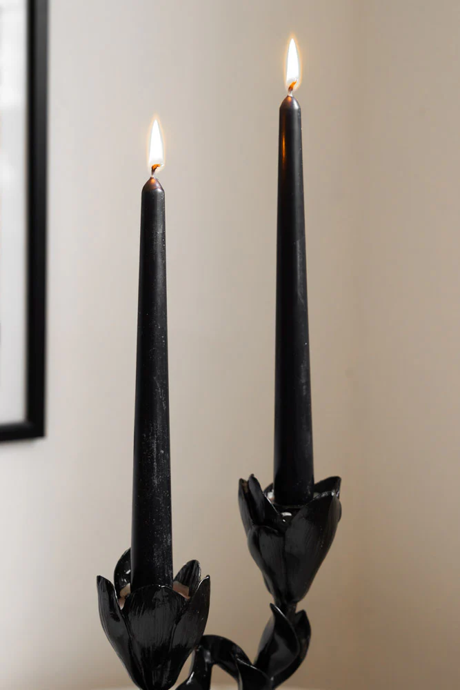 Beautiful Tapered Black Dinner Candle - Image 3