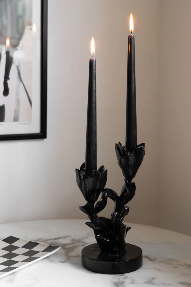 Beautiful Tapered Black Dinner Candle - Image 4
