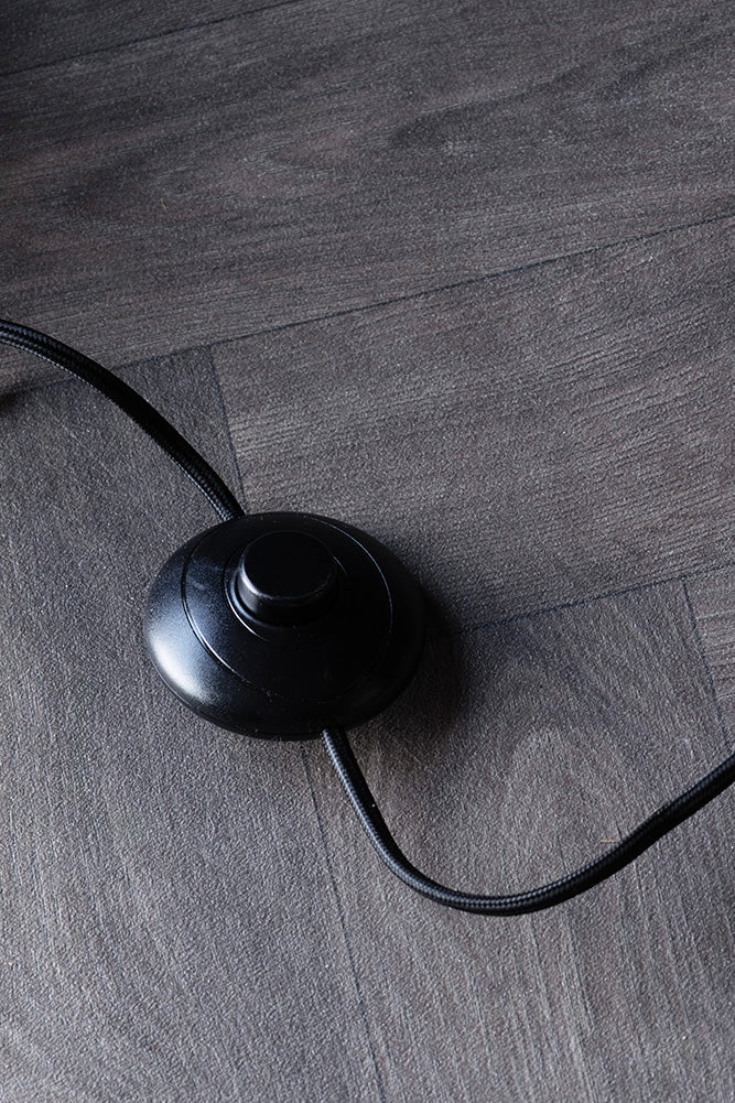 Black Arch Floor Lamp with Neutral Pleated Fabric Lampshade - Image 8