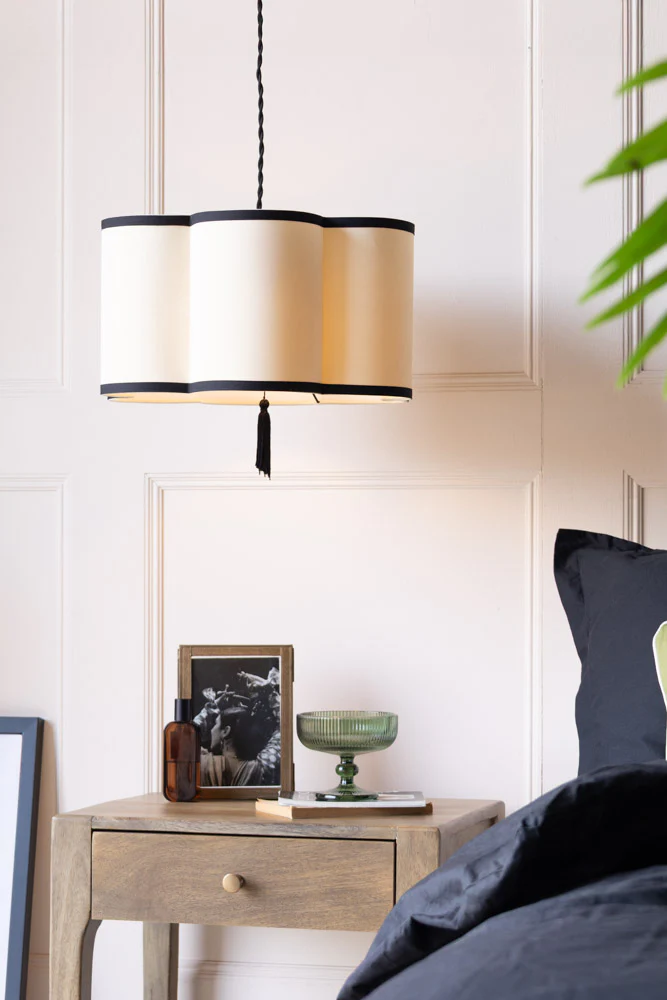 Black & Cream Lantern Curved Ceiling Light Shade