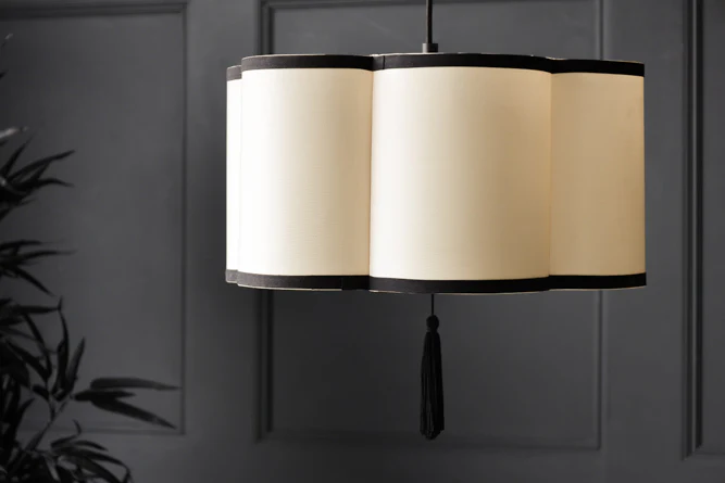 Black & Cream Lantern Curved Ceiling Light Shade - Image 14