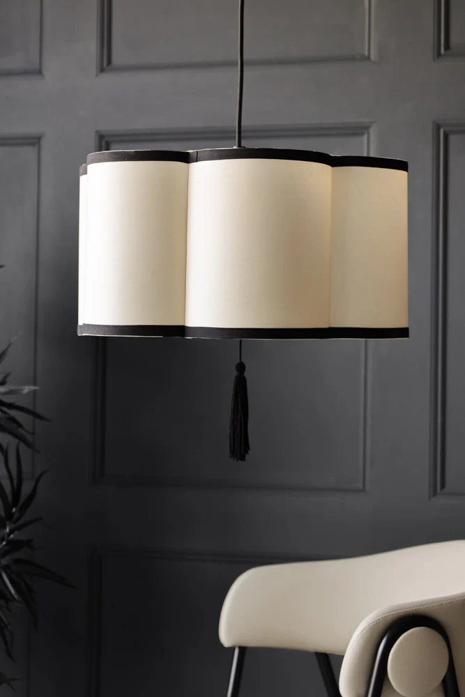 Black & Cream Lantern Curved Ceiling Light Shade - Image 3