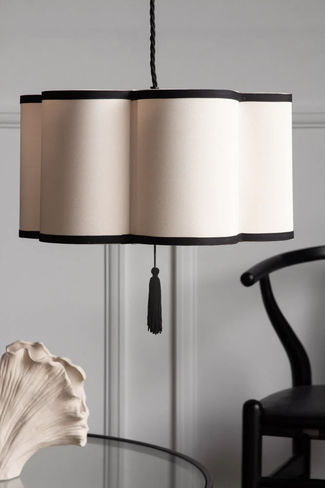 Black & Cream Lantern Curved Ceiling Light Shade - Image 4