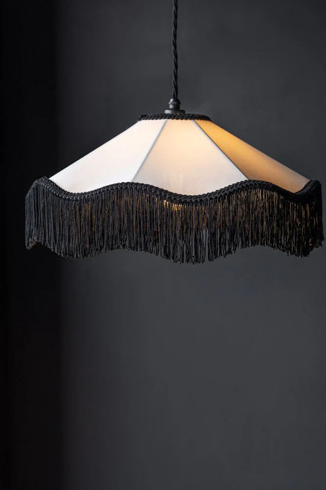 Black & Cream Tassel Ceiling Light Shade - Image 13