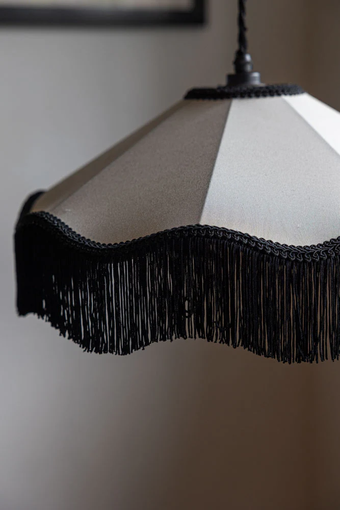Black & Cream Tassel Ceiling Light Shade - Image 4