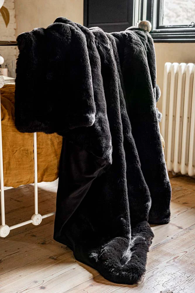Black Faux Fur Throw - Image 3