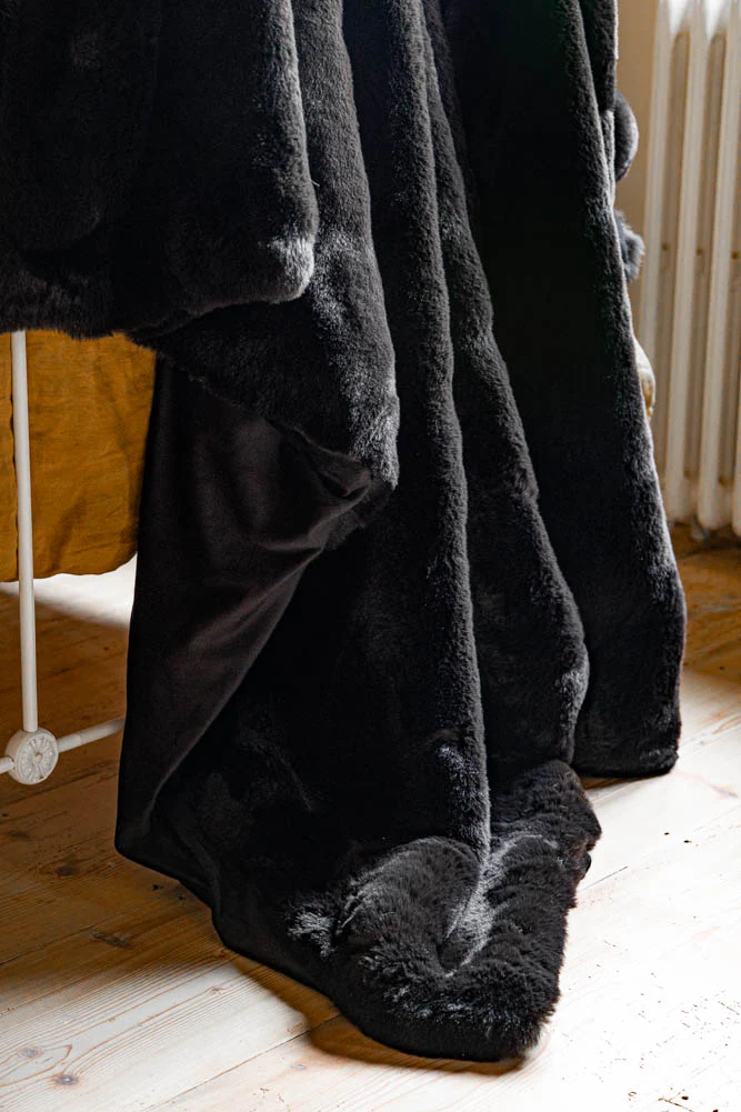 Black Faux Fur Throw - Image 4