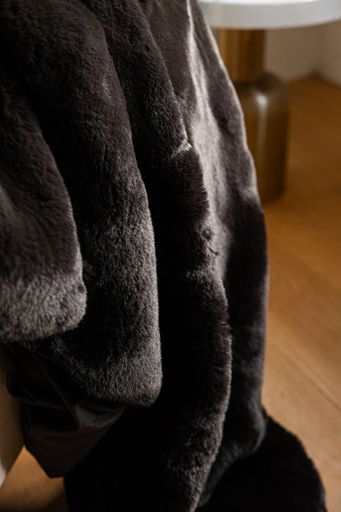 Black Faux Fur Throw - Image 5