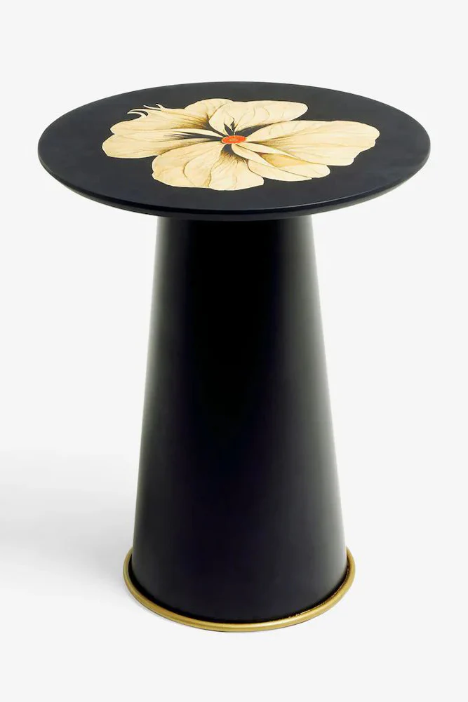 Black Floral Pattern Side Table - Image 5