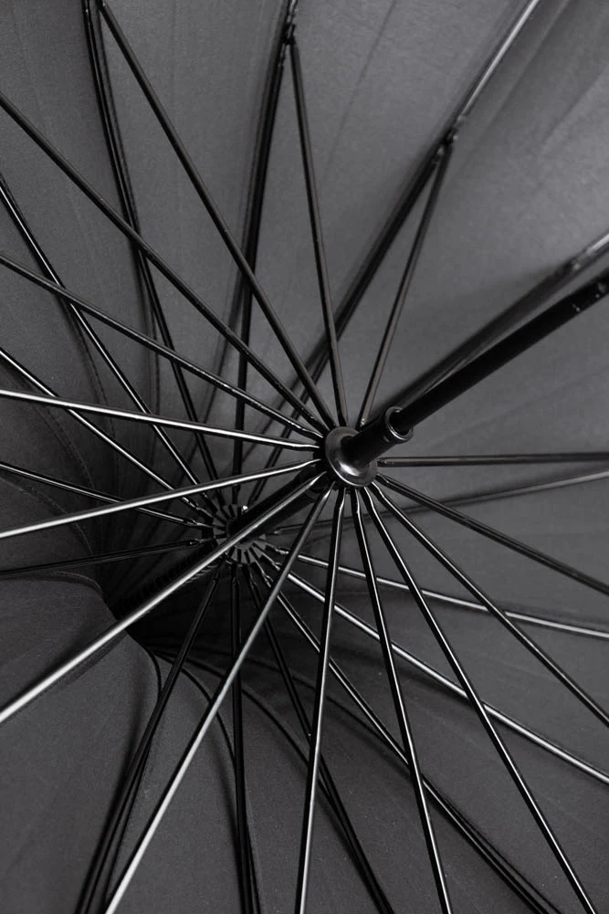 Boutique Black Frilled Edge Umbrella - Image 5