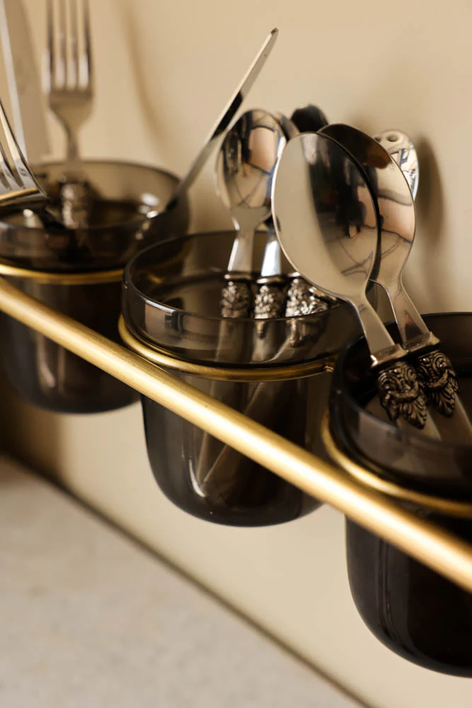 Black Glass Pots Storage Shelf - Image 2