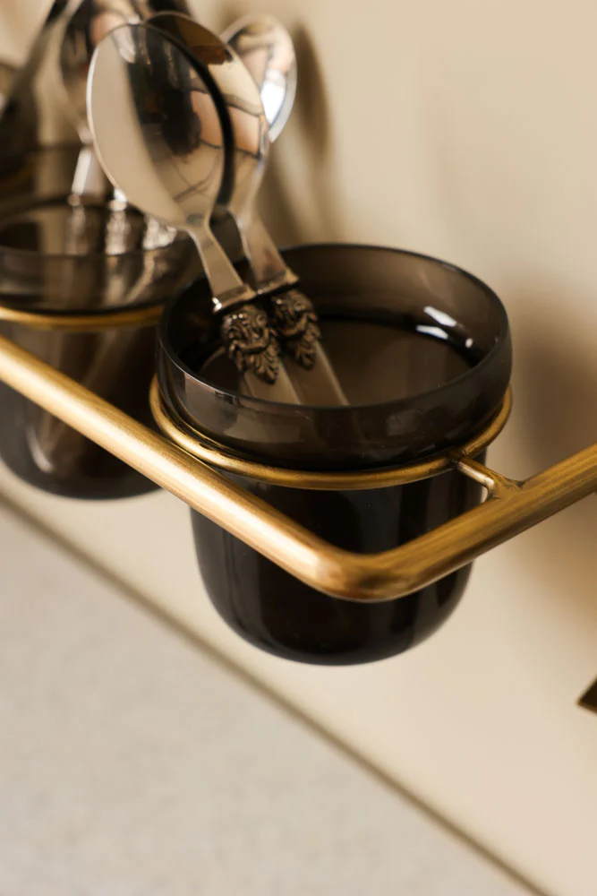 Black Glass Pots Storage Shelf - Image 3