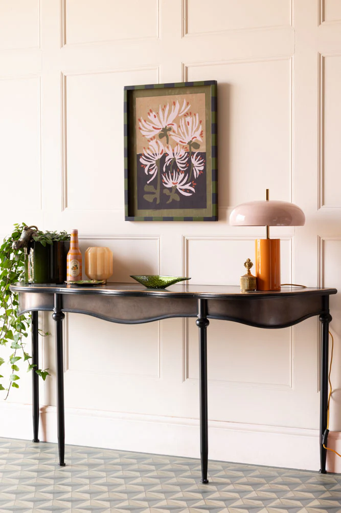 Black & Gold Antiqued-Style Console Table - Image 2