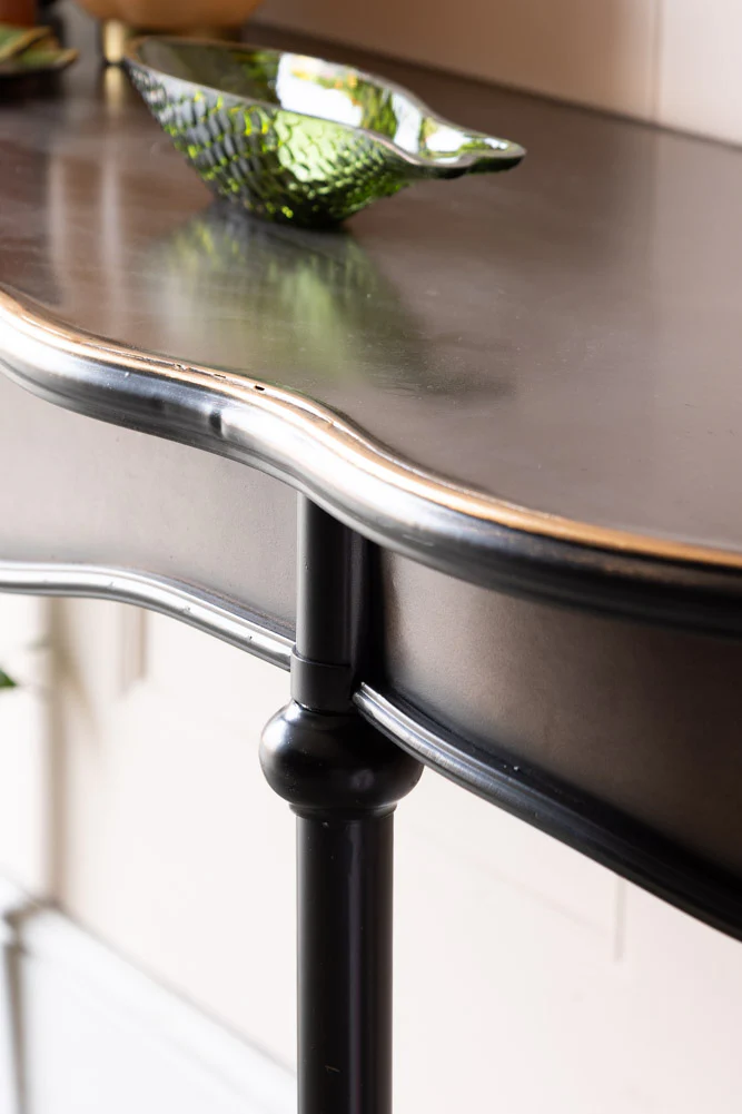 Black & Gold Antiqued-Style Console Table - Image 3
