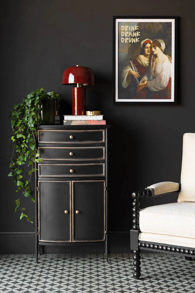 Black & Gold Antiqued-Style Side Cabinet - Image 2
