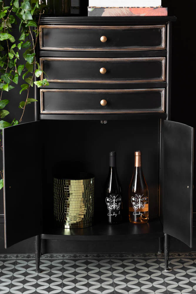 Black & Gold Antiqued-Style Side Cabinet - Image 4