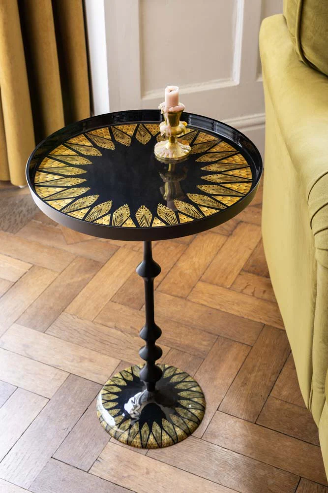 Black & Gold Art Deco Inspired Side Table