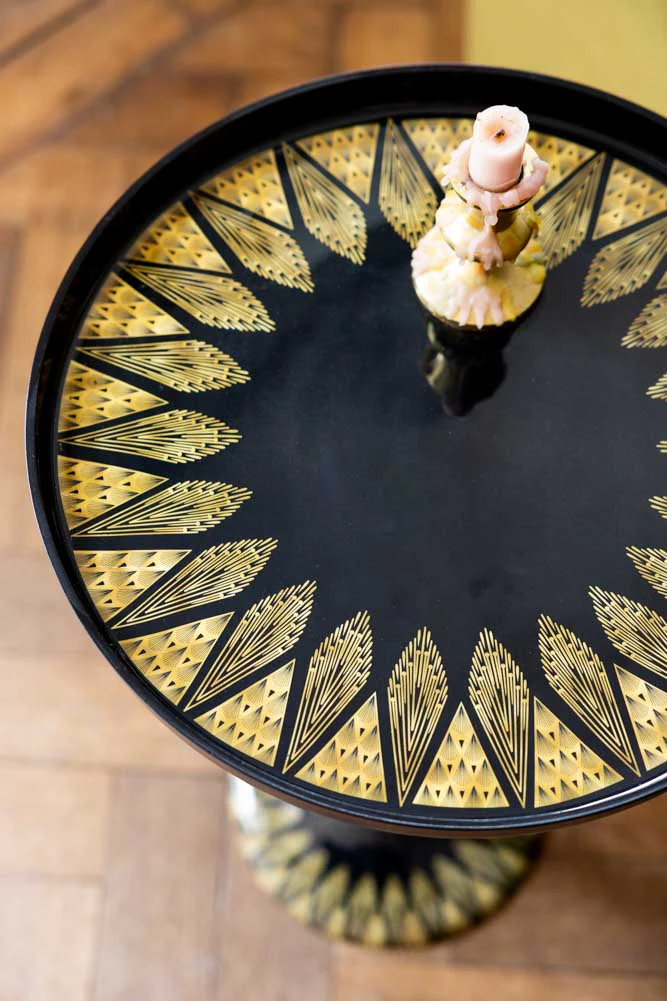 Black & Gold Art Deco Inspired Side Table - Image 2