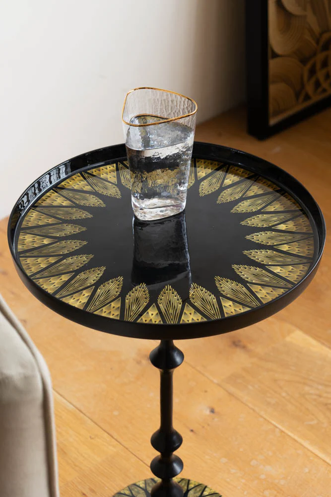 Black & Gold Art Deco Inspired Side Table - Image 9
