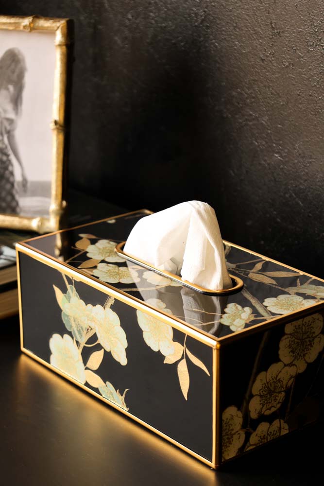 Black & Gold Blossom Tissue Box - Image 2