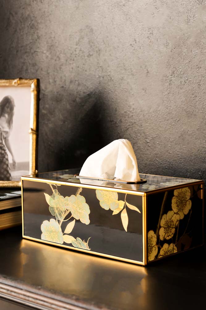 Black & Gold Blossom Tissue Box - Image 3