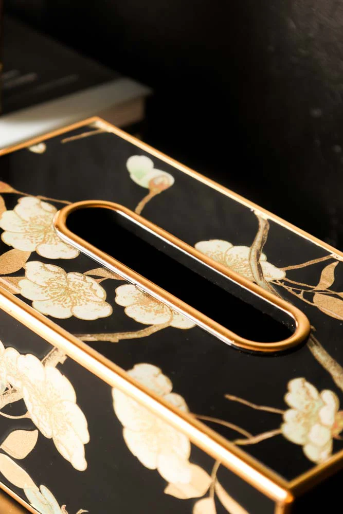 Black & Gold Blossom Tissue Box - Image 4