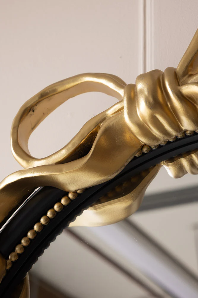 Black & Gold Bow Round Wall Mirror - Image 5