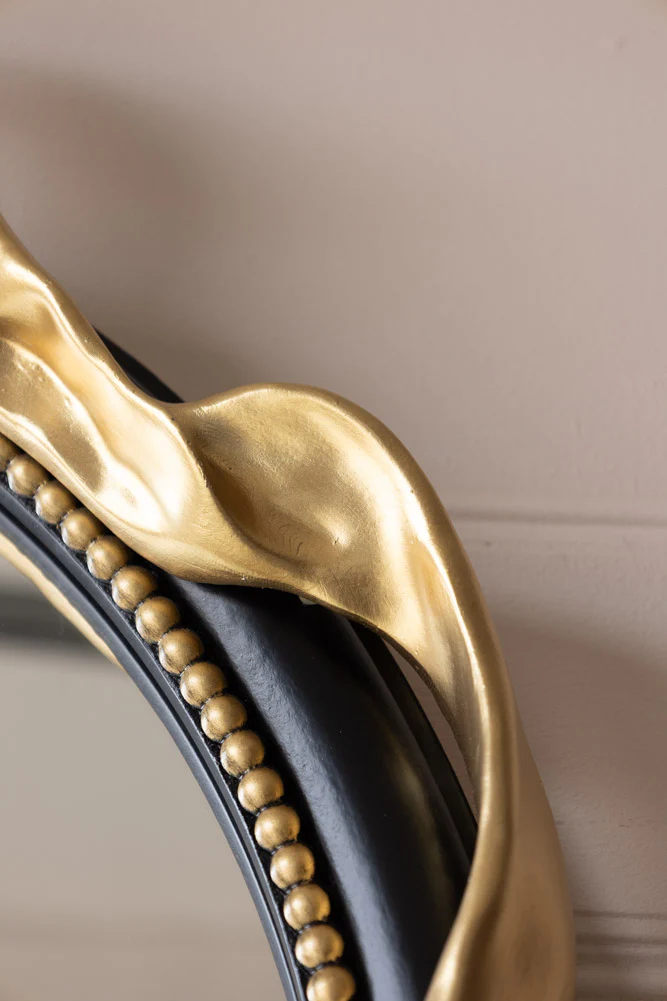 Black & Gold Bow Round Wall Mirror - Image 6