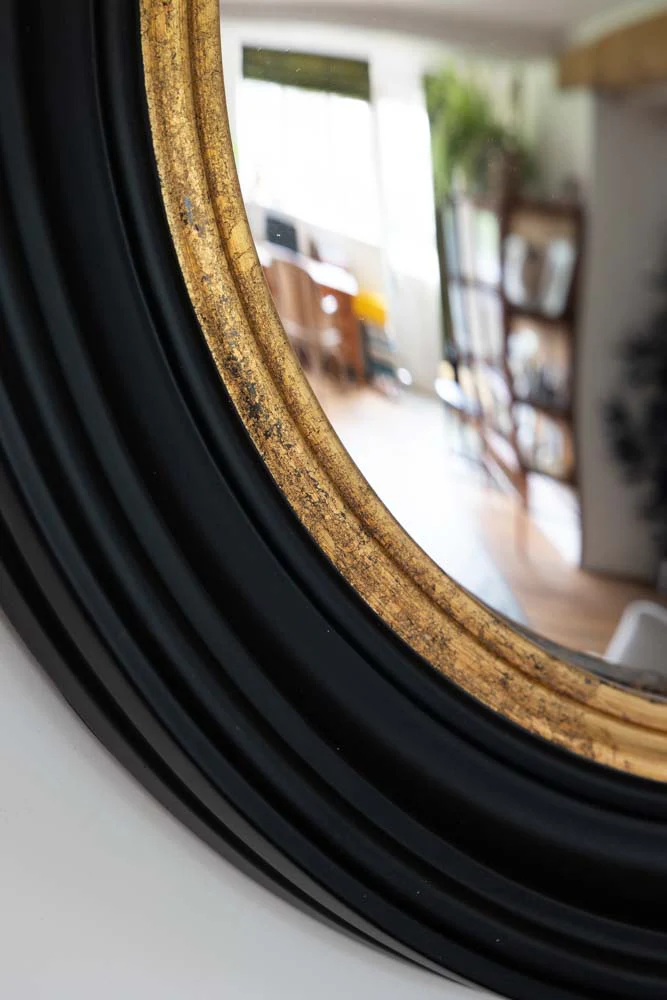 Black & Gold Framed Convex Mirror - Image 2