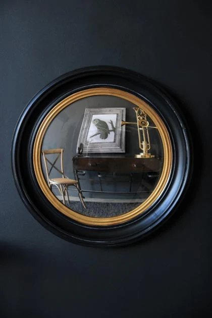 Black & Gold Framed Convex Mirror - Image 3