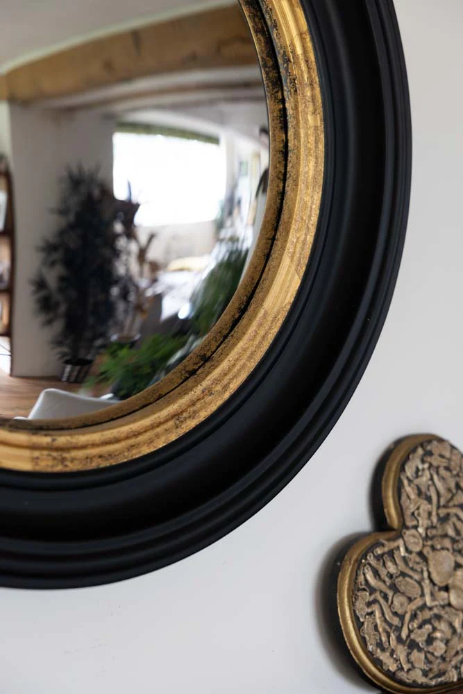 Black & Gold Framed Convex Mirror - Image 5
