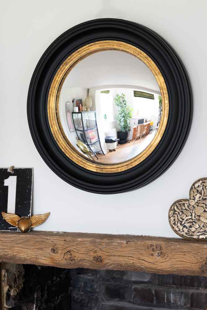 Black & Gold Framed Convex Mirror - Image 6