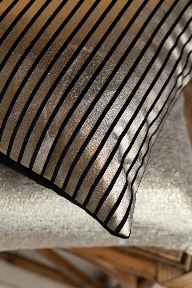 Black & Gold Striped Cushion - Image 2