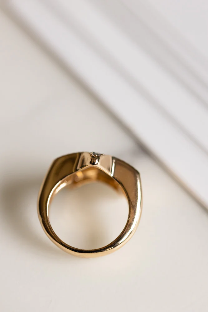 Black & Gold Studded Star Ring - Available in Two Sizes - Image 2