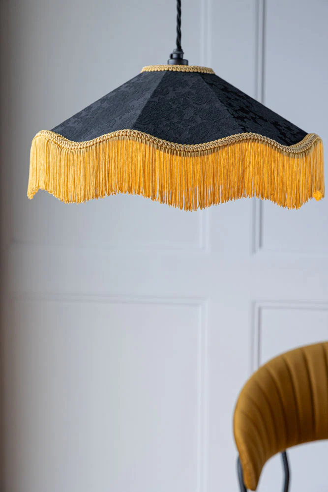 Black & Gold Tassel Ceiling Light Shade