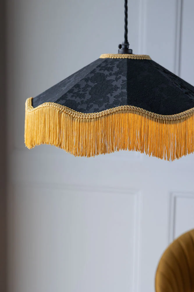 Black & Gold Tassel Ceiling Light Shade - Image 5