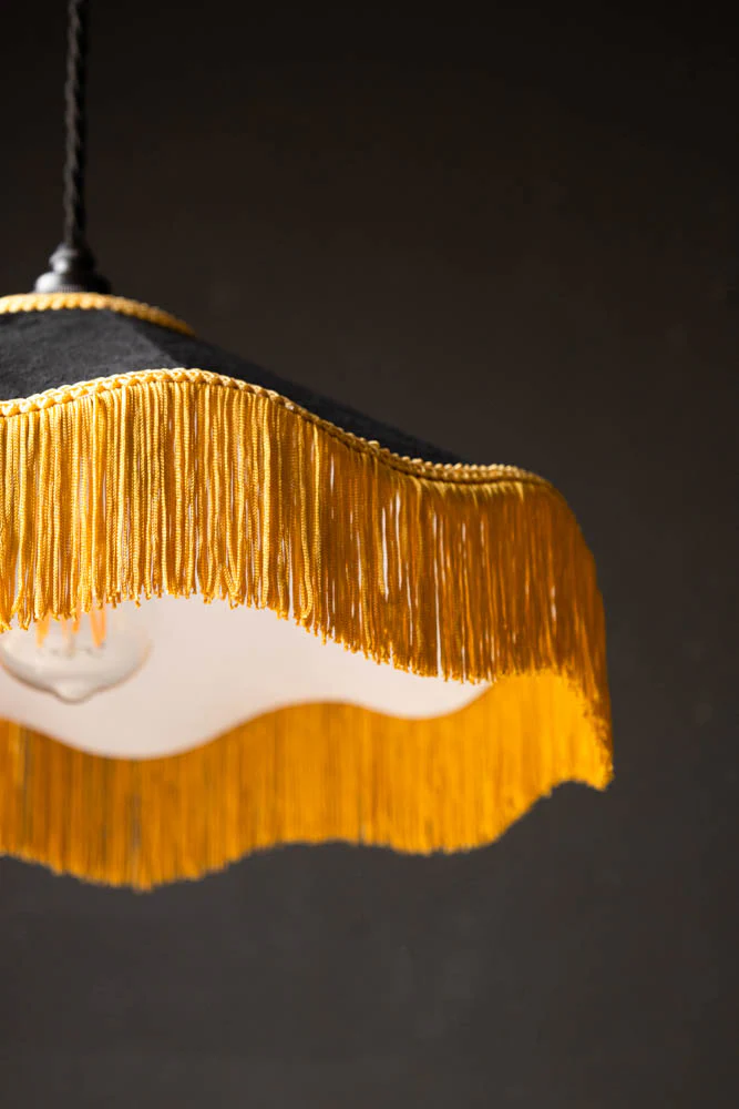 Black & Gold Tassel Ceiling Light Shade - Image 6