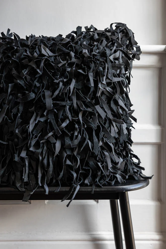 Black Leather Cushion Cover - Image 3