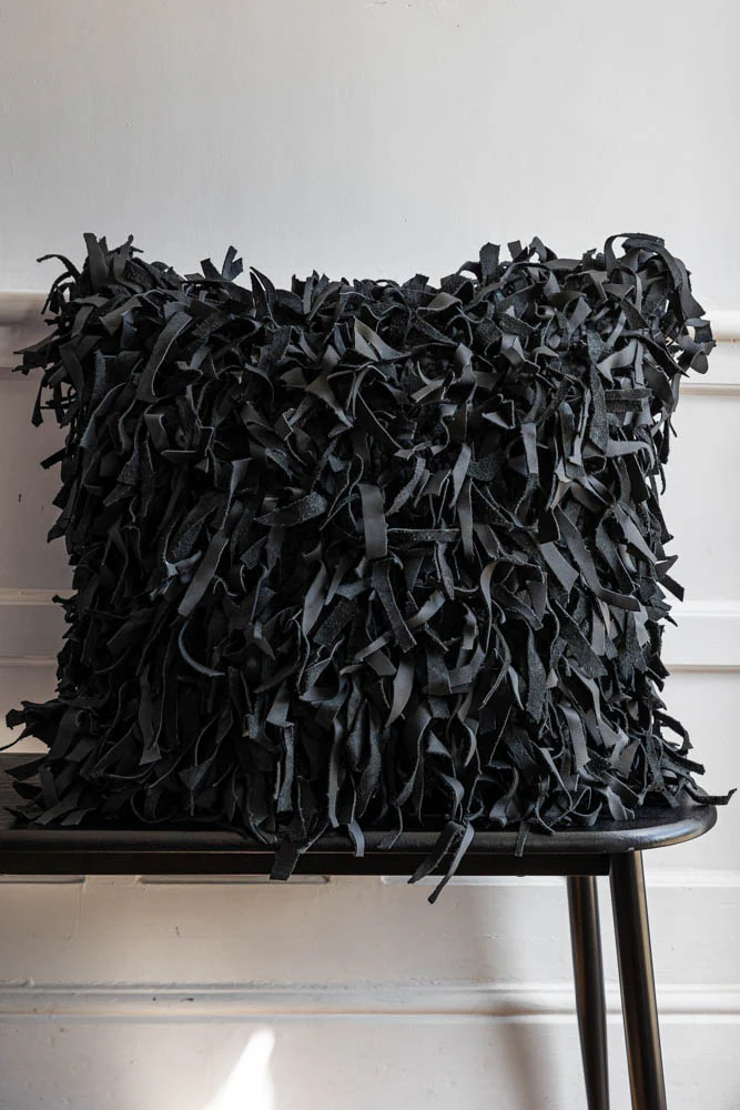 Black Leather Cushion Cover - Image 4