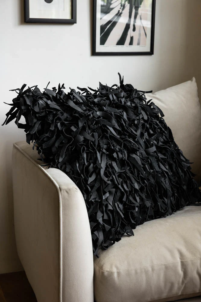 Black Leather Cushion Cover - Image 7