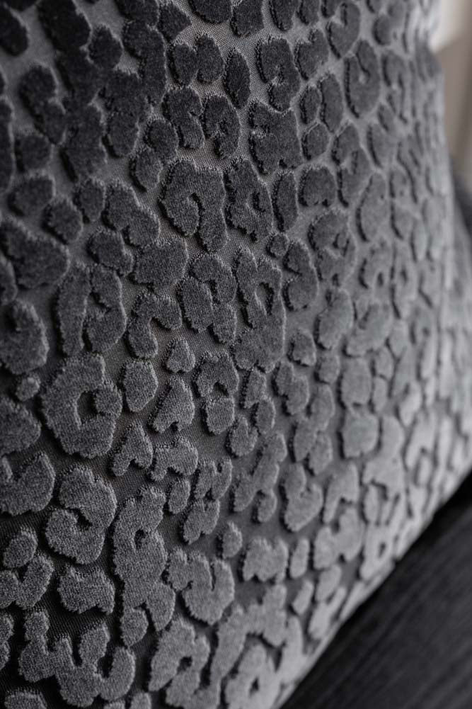 Black Leopard Velvet Cushion with Fringe Trim - Image 4