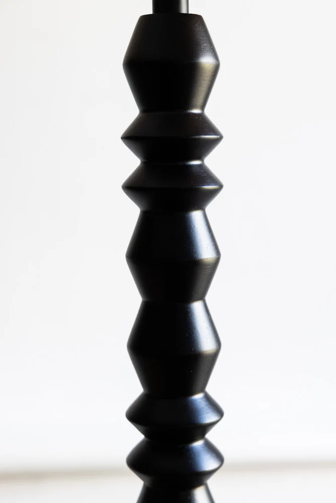 Black Spindle Floor Lamp With Scalloped Shade - Image 3