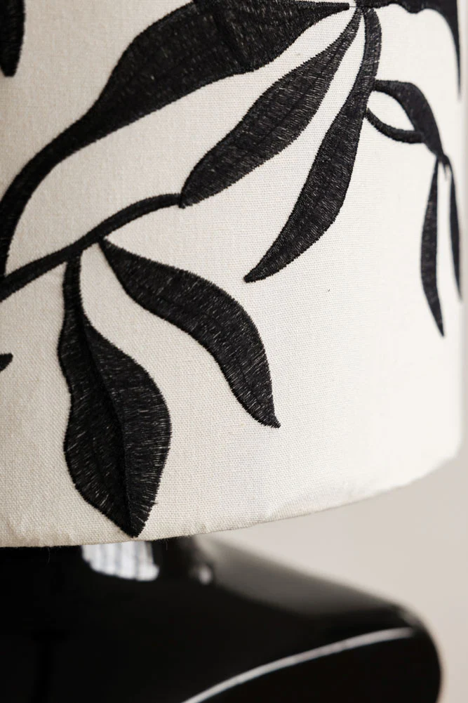 Black & White Floral Silhouette Floor Lamp - Image 3