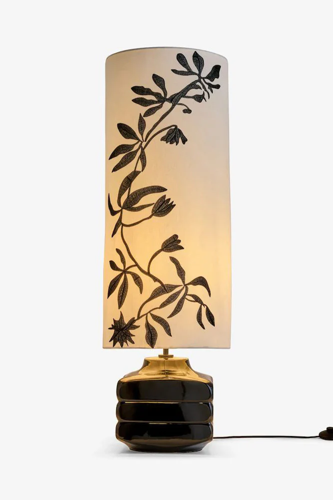 Black & White Floral Silhouette Floor Lamp - Image 4