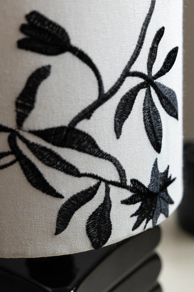 Black & White Floral Silhouette Table Lamp - Image 4